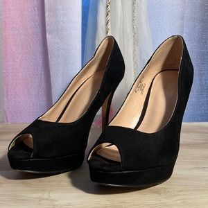 Attention Black Suede Pumps size 8